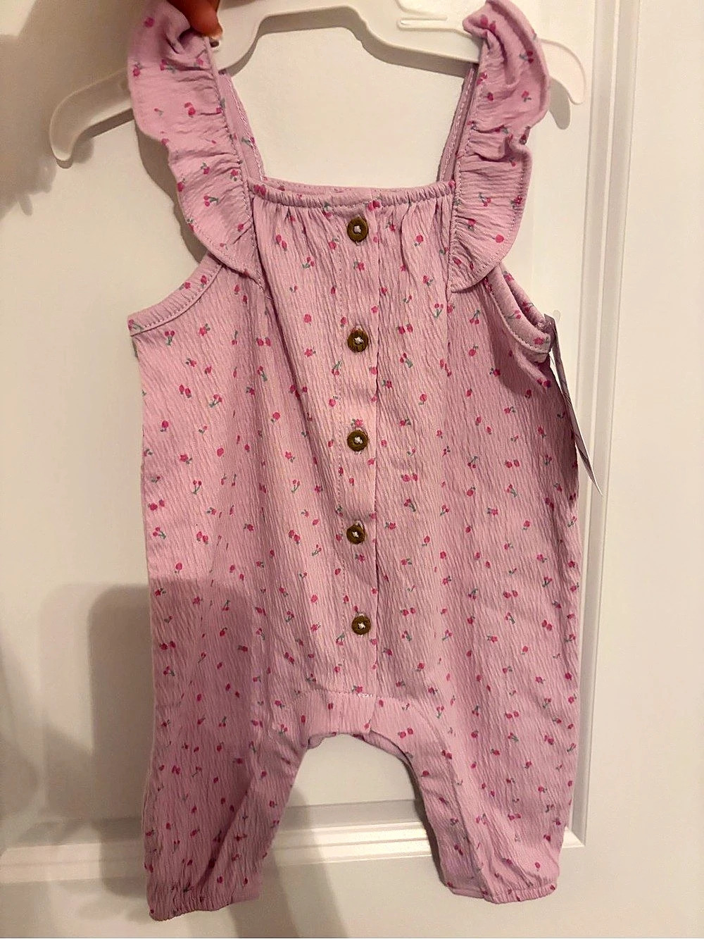 Carter's Baby Girl Cherry Flutter Sleeve Jumpsuit Pink 3M